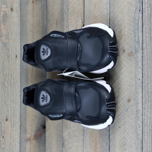 adidas Women's Leather Falcon RX Originals No Laces Black White - Picture 4 of 10
